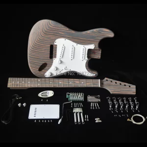 diy electric guitar kit with zebrawood body zebra wood neck and fingerboard 22 fret s s s pickups builder kits