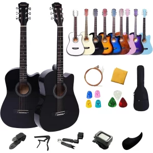 38 inch acoustic guitar set for beginners adults with capo picks bag 6 steel strings travel guitar for teens guitar accessories