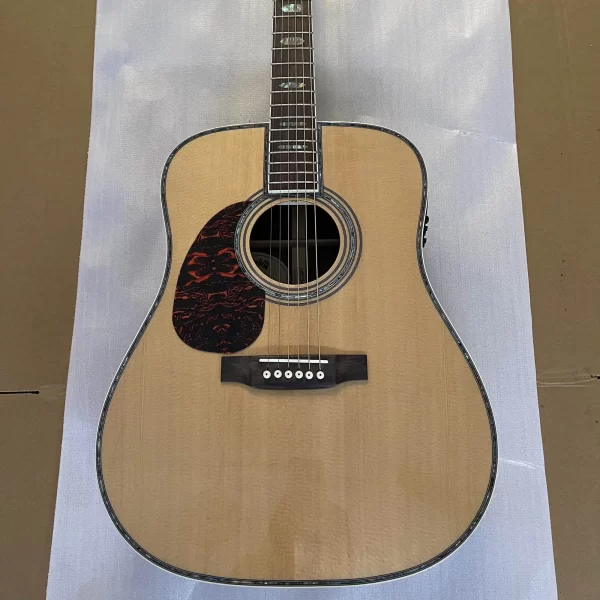 new 41# left handed d45 acoustic electric guitar solid spruce top w/ bone nut/saddle in natural