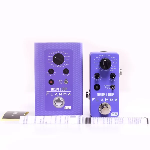 flamma fc01 drum looper pedal guitar drum loop effects pedal with 20 minutes recording 16 drum grooves tap tempo