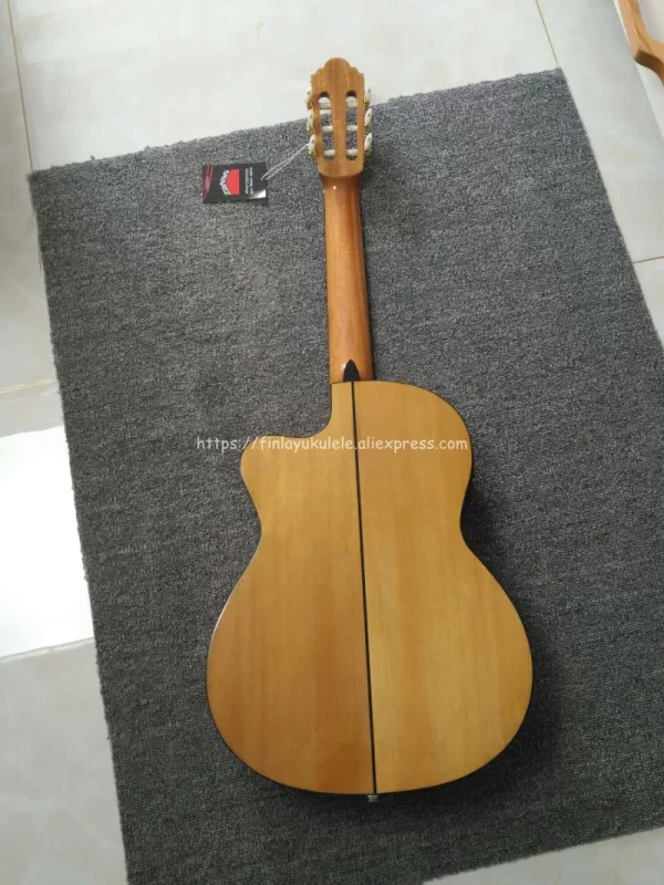 39" cutaway electric acoustic flamenco guitar with spruce/aguadze body+strings,classical guitar with pickup,52mm nut,650mm scale