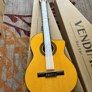 39" cutaway flamenco guitar with spruce/mahogany body,classical guitar with nylon strings 580mm,52mm nut acoustic guitar vfg25