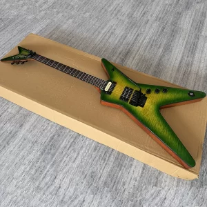 high quality dime electric guitar,washburn large fork shaped electric guitar, double shake vibrato system,flame maple top