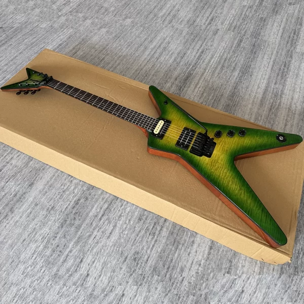 high quality dime electric guitar,washburn large fork shaped electric guitar, double shake vibrato system,flame maple top