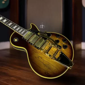 free shipping golden heavy metal retro lp electric guitars 3 pickups gold hardware bigsby tremolo bridge pop rock