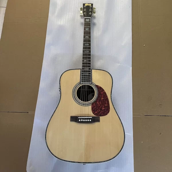 new 41# left handed d45 acoustic electric guitar solid spruce top w/ bone nut/saddle in natural