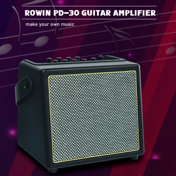 rowin acoustic guitar amplifier,30 watt bluetooth speaker rechargeable portable acoustic guitar amp with reverb chorus effect