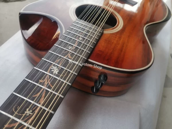 koa guitar 12 strings guitar armrest bevelled cutway 12 string acoustic electric guitar can ship from us uk