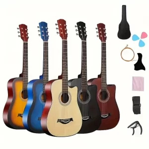 38 inch student, adult, male and female acoustic guitar, beginner, beginner, folk guitar, with guitar case, strap, pick picks, a