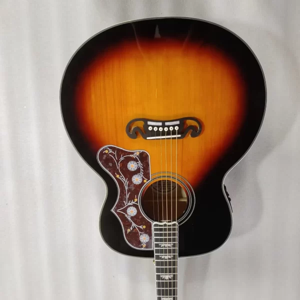 43 inches sunburst jumbo guitar flame maple aaa quality handmade acoustic electric guitar
