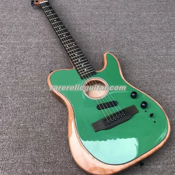 2025 custom shop multi color acoust semi hollow body electric guitar polyester satin urethane finish, spurce top, deep c neck