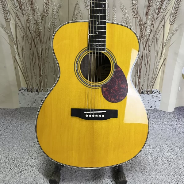 om28 acoustic guitar ebony fingerboard hollow solid spruce top 20 frets factory direct sale