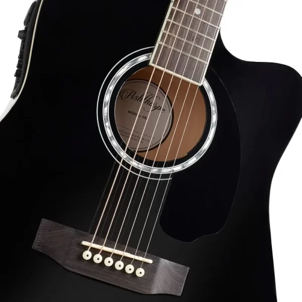 ashthorpe full size cutaway thinline acoustic electric guitar package premium tonewoods black