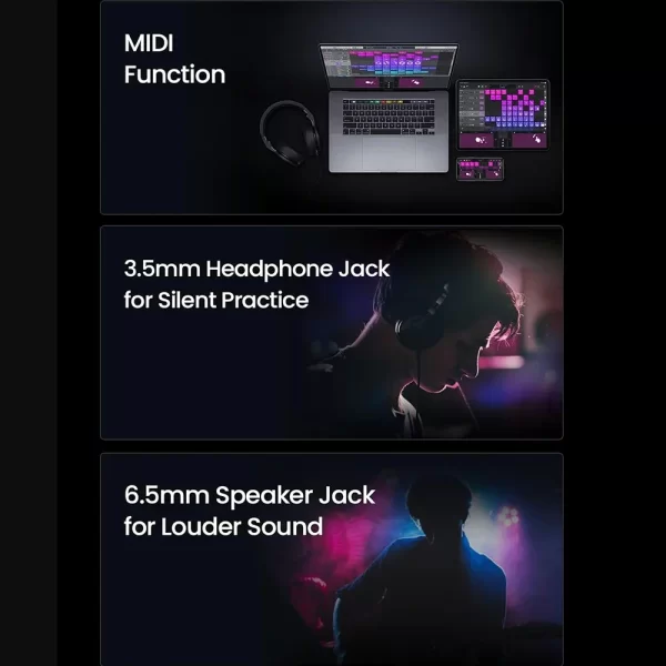 aeroband guitar electric guitar pain free silicone string travel all in one 9 sound styles acoustic bass with speaker microphone