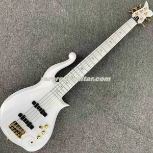 2025 multi colors available 5 strings prince white cloud electric bass guitar maple body symbol inlay golden sparkle truss rod