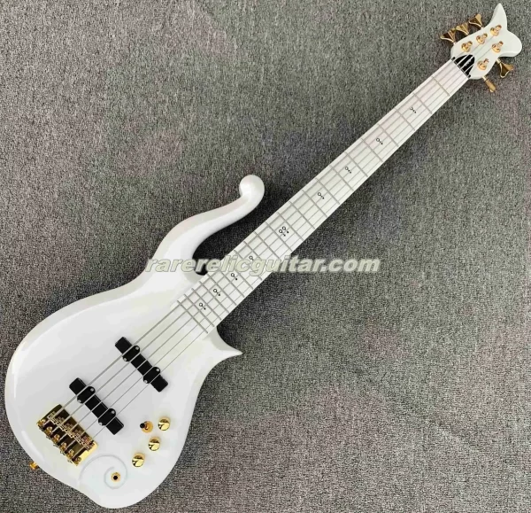 2025 multi colors available 5 strings prince white cloud electric bass guitar maple body symbol inlay golden sparkle truss rod