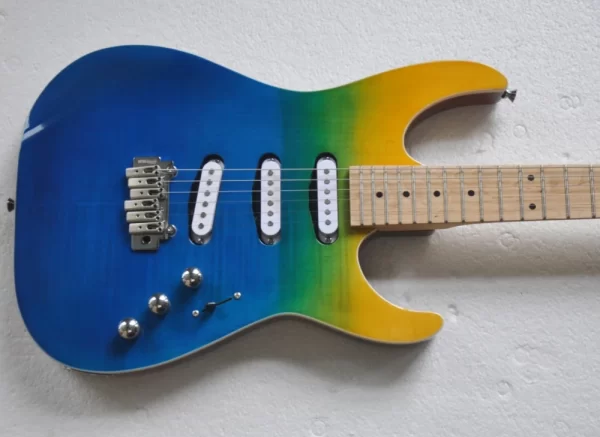 flame maple veneer electric guitar with sss pickups,chrome hardware,offer customize