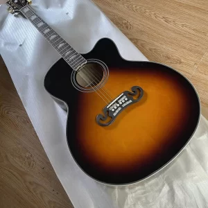 new sj200 cutway acoustic guitar solid wood ebony fretboard bone nut&saddles pickguard included in sunburst j200 2403
