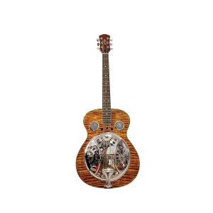 beginner metal resonator guitar, full size circular neck traditional resonator, built in preamplifier