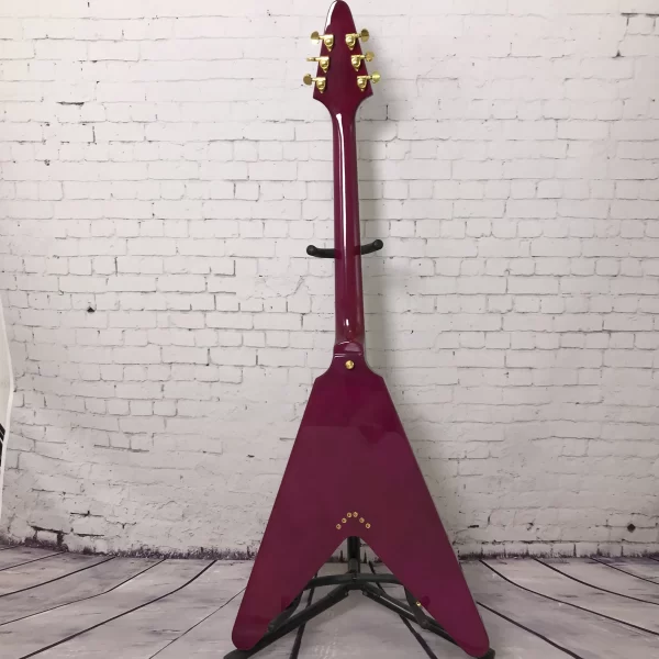 chinese electric guitar factory custom purple color flying v gold hardware