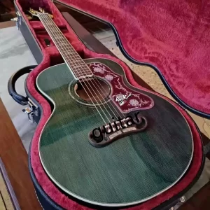 43 "j200 series blue solid wood section top black finger abalone shell set electric box guitar