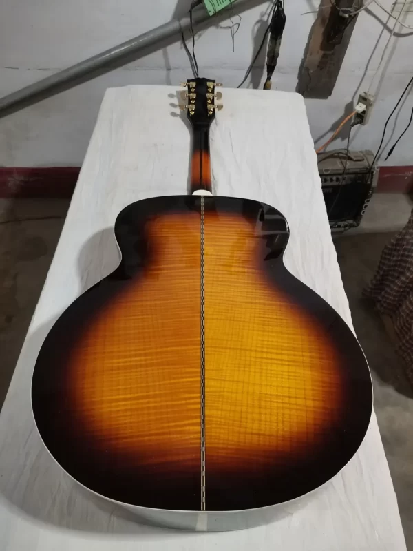 43 inches sunburst jumbo guitar flame maple aaa quality handmade acoustic electric guitar