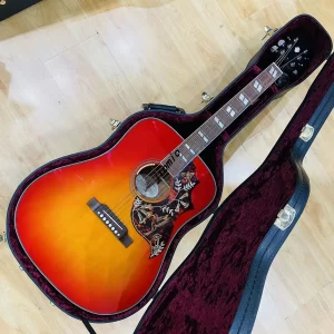41 "hummingbird series all solid wood cherry red glossy paint finish with hard case and b1 pickup electric wood guitar