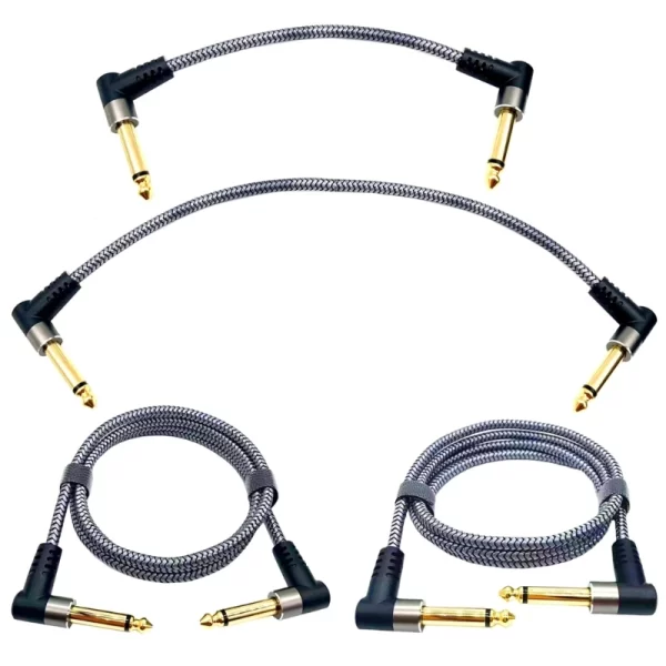 guitar patches cables right angle nylon braided sound cable connector guitar pedal instrument cable for amplifier mixer