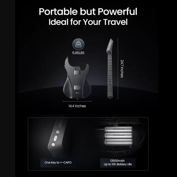 aeroband guitar electric guitar pain free silicone string travel all in one 9 sound styles acoustic bass with speaker microphone