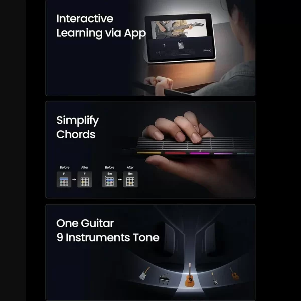aeroband guitar electric guitar pain free silicone string travel all in one 9 sound styles acoustic bass with speaker microphone