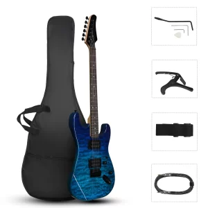 39in electric guitar h h pickups trans blue suit for heavier rock