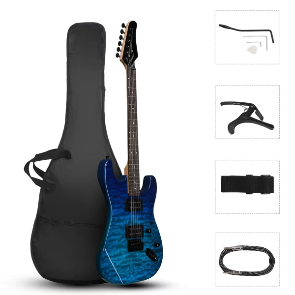 39in electric guitar h h pickups trans blue suit for heavier rock
