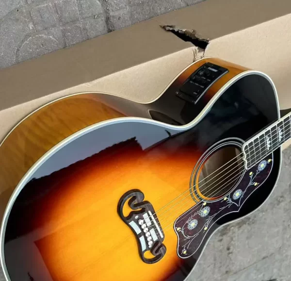 in stock! acoustic electric guitar solid wood bone nut/saddle double pickguards with 301 in cherry sunburst sj200