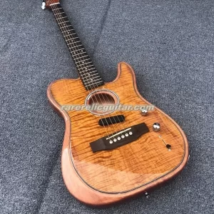 2025 custom shop multi color acoust semi hollow body electric guitar polyester satin urethane finish, spurce top, deep c neck