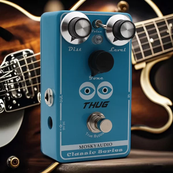 mosky thug high gain distortion effect pedal for electric guitar,3 distortion tone with dist level and tone control