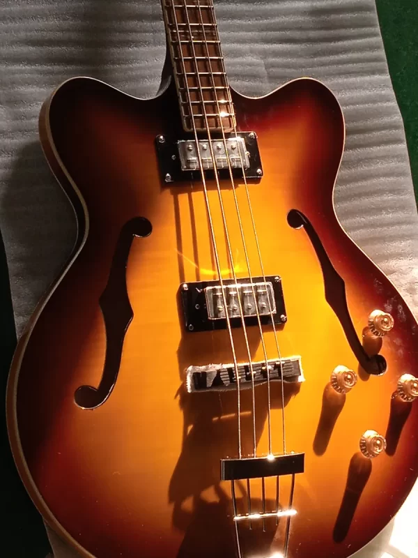 electric guitar bass 4 string sunburst thin semi hollow body rosewood maple