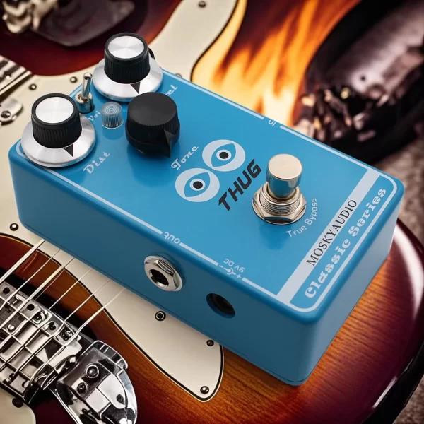 mosky thug high gain distortion effect pedal for electric guitar,3 distortion tone with dist level and tone control
