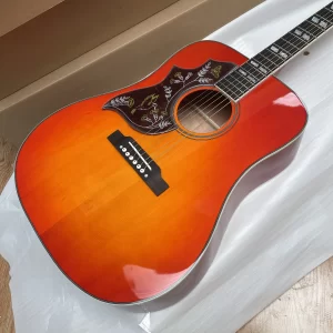 new 41# left handed hummingbird acoustic guitar solid spruce top bone nut/saddle in cherry sunburst241209