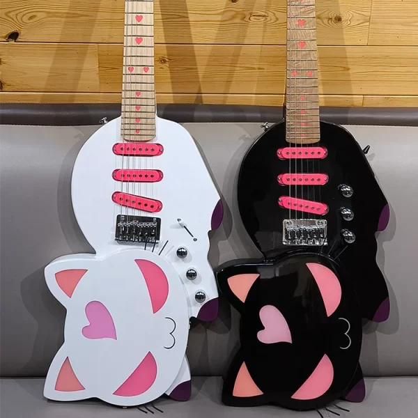 hooqu musical instruments wholesale customize new product cat guitar electric 6 string acoustic electric guitar made in china
