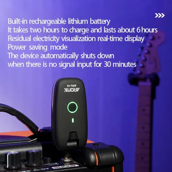 aroma uhf wireless guitar system guitar transmitter receiver for electric guitar bass wireless transmitter built in rechargeable