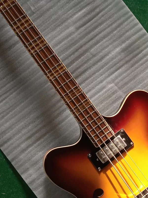 electric guitar bass 4 string sunburst thin semi hollow body rosewood maple