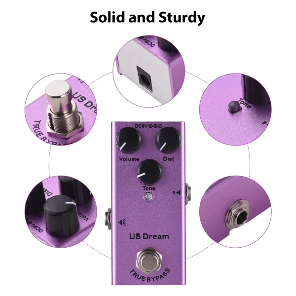 guitar effects pedal us dream metal distortion with true bypass volume/dist/tone controls knob guitar metal distortion effector