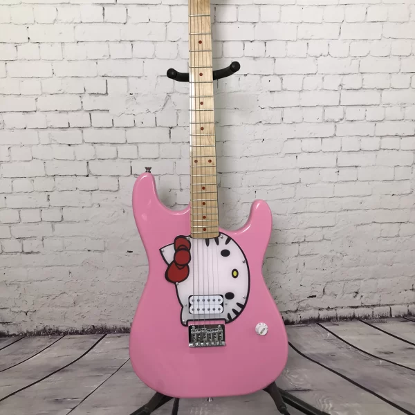 chinese factory customization electric guitar hello cat s t pink color in stock
