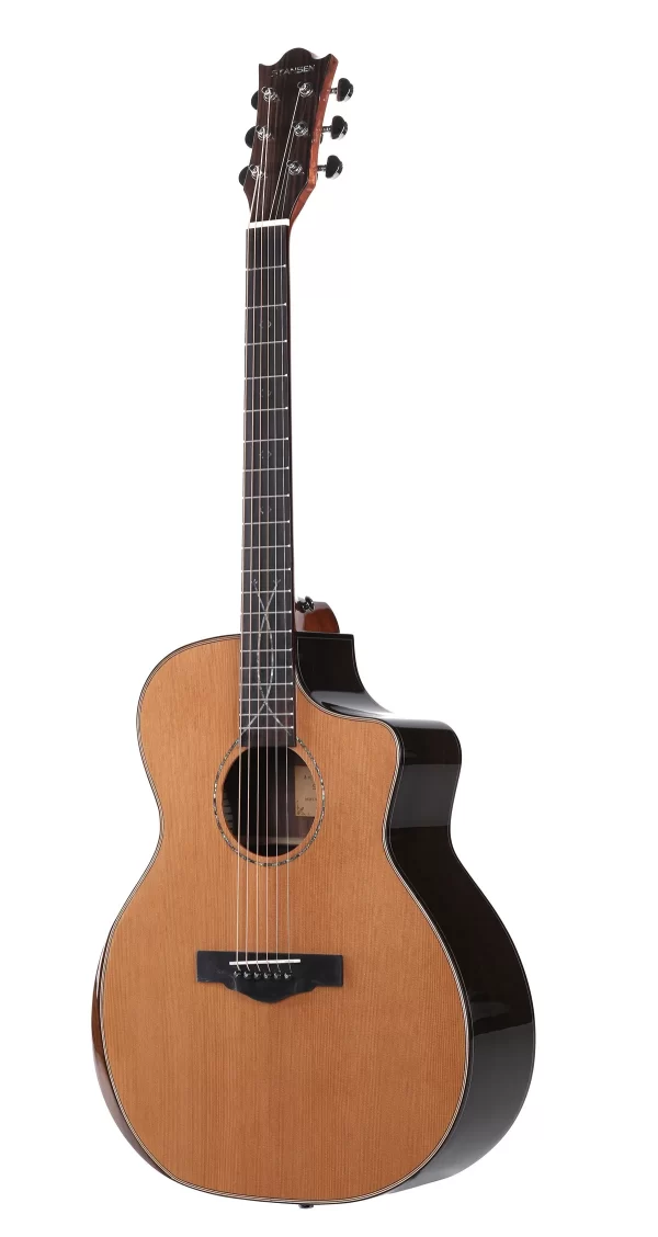 stansen t 910 acoustic guitar 41 inch solid cedar top cutaway rosewood back and sides