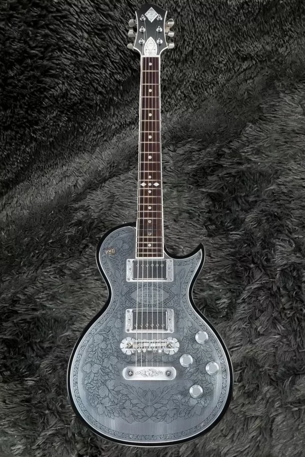 zemaitis casimere metal satin black electric guitar aluminum plate rosewood fingerboard chrome hardware korean made tremolo brid