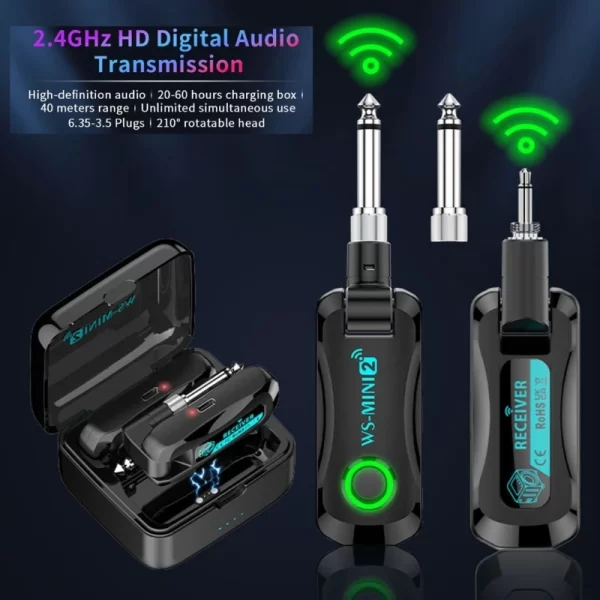 2.4ghz guitar wireless system guitar transmitter receiver rechargeable digital guitar system cordless guitar