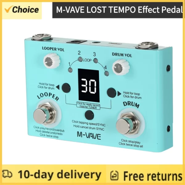 m vave guitar effect pedal drum looper effector 30 drums 11 mins looper recoding time high precision tuner lost tempo cuvave