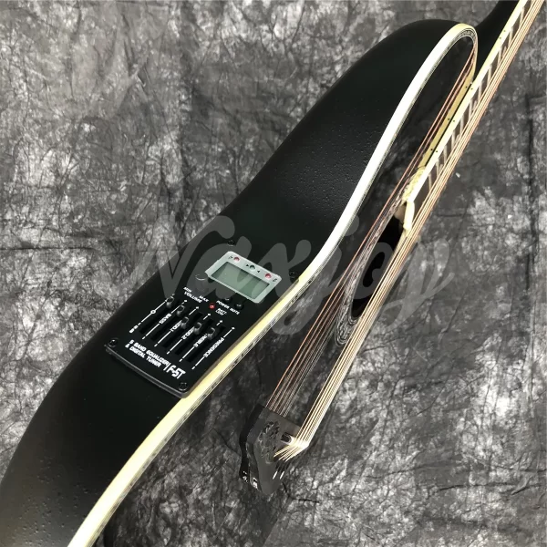 12 strings black solid spruce acoustic guitar abalone inlays carbon fiber tortoise shell acoustic ovation electric eq guitar