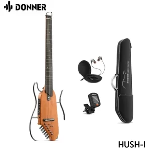 donner hush i intelligent silent guitar travel portable detachable folk headless wooden guitar