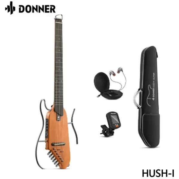 donner hush i intelligent silent guitar travel portable detachable folk headless wooden guitar